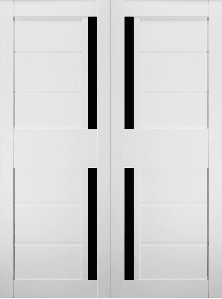 ESTA BLACK VETRO BIANCO NOBLE DOUBLE BARN BELLDINNI MODERN INTERIOR DOOR - 2