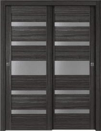 GINA VETRO GRAY OAK BYPASS DOORS BELLDINNI MODERN INTERIOR DOOR - 1