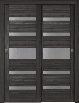 GINA VETRO GRAY OAK BYPASS DOORS BELLDINNI MODERN INTERIOR DOOR - 1