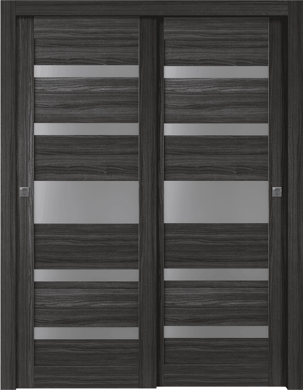 GINA VETRO GRAY OAK BYPASS DOORS BELLDINNI MODERN INTERIOR DOOR - 1