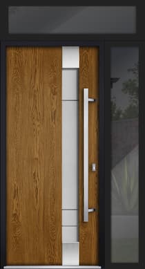 Single Modern Steel Exterior Door Deux 1713 Natural Oak 8ft - 5
