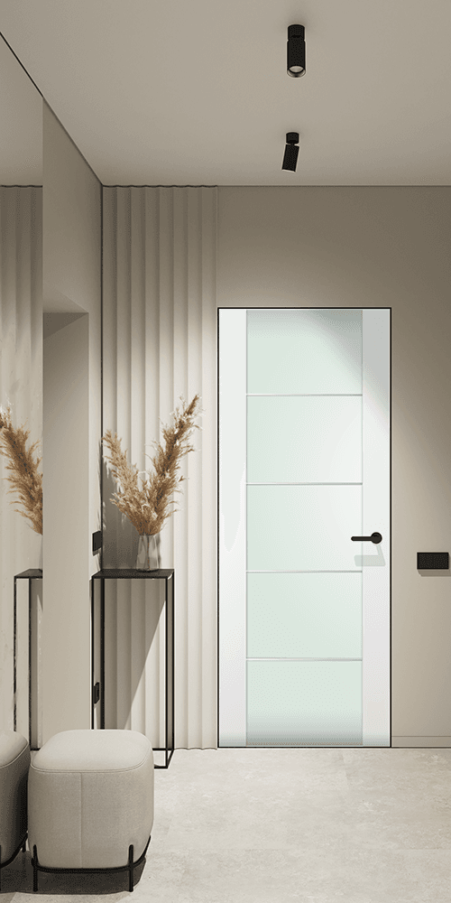 SMART PRO H3G 4H VETRO POLAR WHITE INVISIBLE METAL FRAME BELLDINNI MODERN INTERIOR DOOR - 2