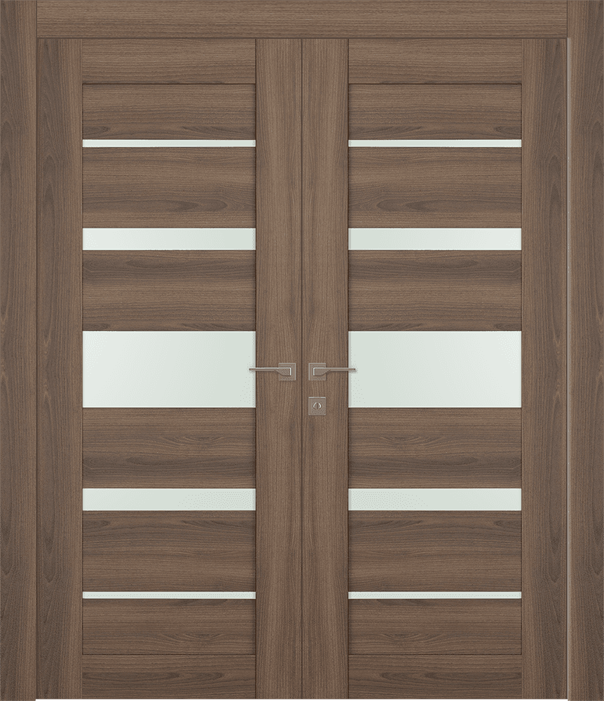 AVON 07-03 VETRO PECAN NUTWOOD DOUBLE DOORS BELLDINNI MODERN INTERIOR DOOR - 1