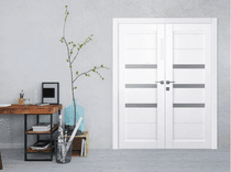 DORA VETRO SNOW WHITE DOUBLE BELLDINNI MODERN INTERIOR DOOR - 2