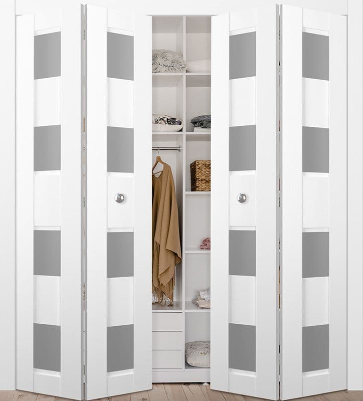 DELLA VETRO BIANCO NOBLE DOUBLE BI-FOLD BELLDINNI MODERN INTERIOR DOOR - 2