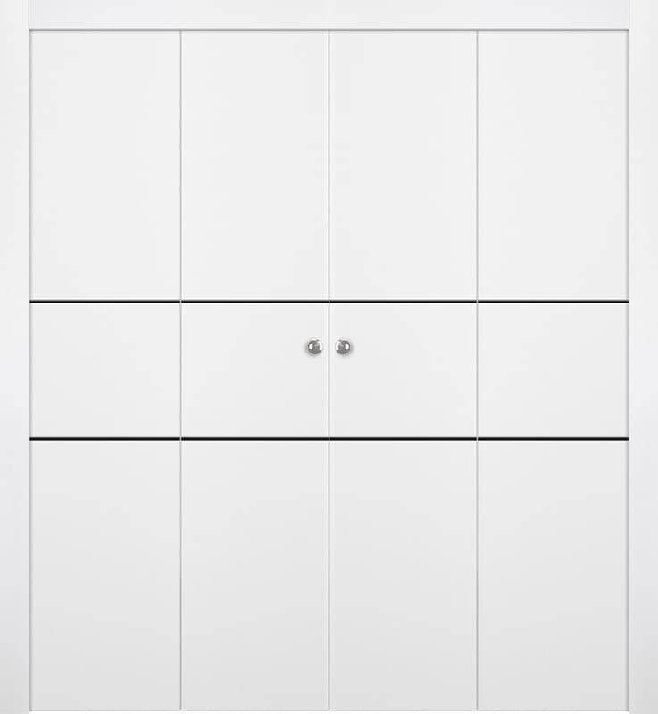 OPTIMA 2H BLACK SNOW WHITE DOUBLE BI-FOLD DOORS BELLDINNI MODERN INTERIOR DOOR - 1