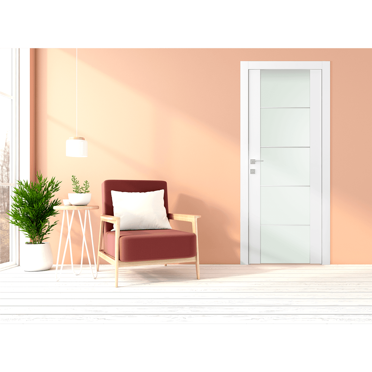 SMART PRO H3G 4H VETRO POLAR WHITE SWING BELLDINNI MODERN INTERIOR DOOR - 2