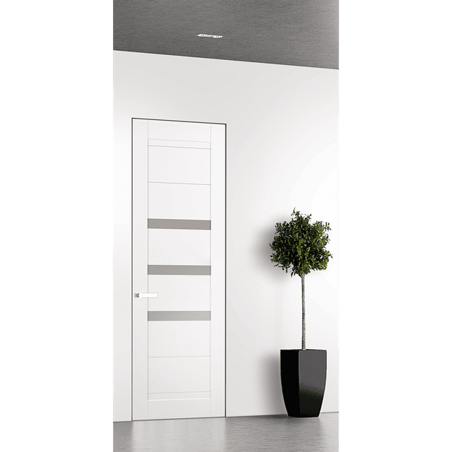 DORA VETRO SNOW WHITE INVISIBLE METAL FRAME BELLDINNI MODERN INTERIOR DOOR