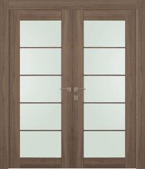 AVON 5 LITE VETRO PECAN NUTWOOD DOUBLE BELLDINNI MODERN INTERIOR DOOR - 1