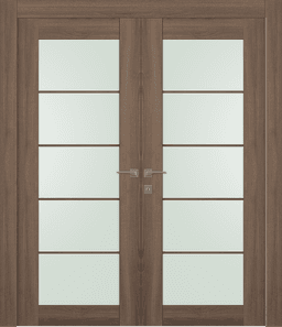 AVON 5 LITE VETRO PECAN NUTWOOD DOUBLE BELLDINNI MODERN INTERIOR DOOR - 1