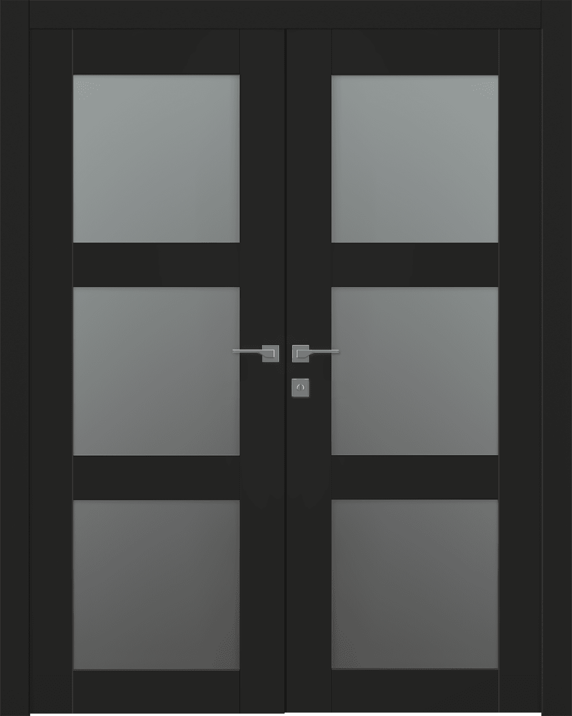 AVON 3 LITE VETRO BLACK MATTE DOUBLE BELLDINNI MODERN INTERIOR DOOR - 1