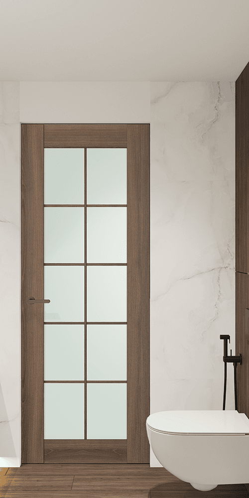AVON 10 LITE VETRO PECAN NUTWOOD DOUBLE INVISIBLE METAL FRAME BELLDINNI MODERN INTERIOR DOOR