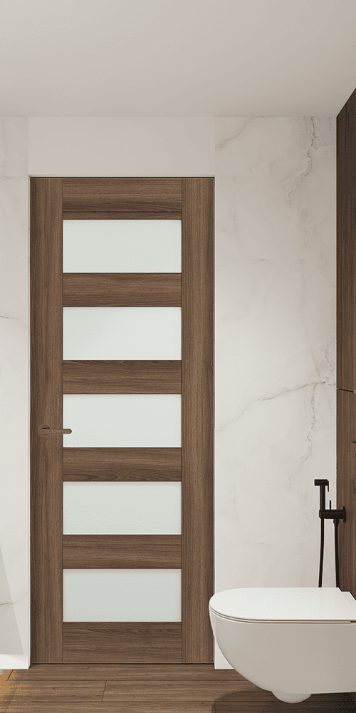 AVON 07-08 VETRO PECAN NUTWOOD INVISIBLE METAL FRAME BELLDINNI MODERN INTERIOR DOOR - 1