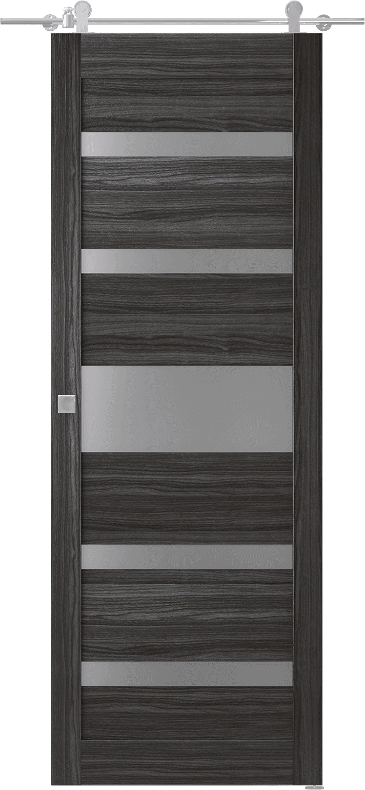 GINA VETRO GRAY OAK BARN DOORS BELLDINNI MODERN INTERIOR DOOR - 1