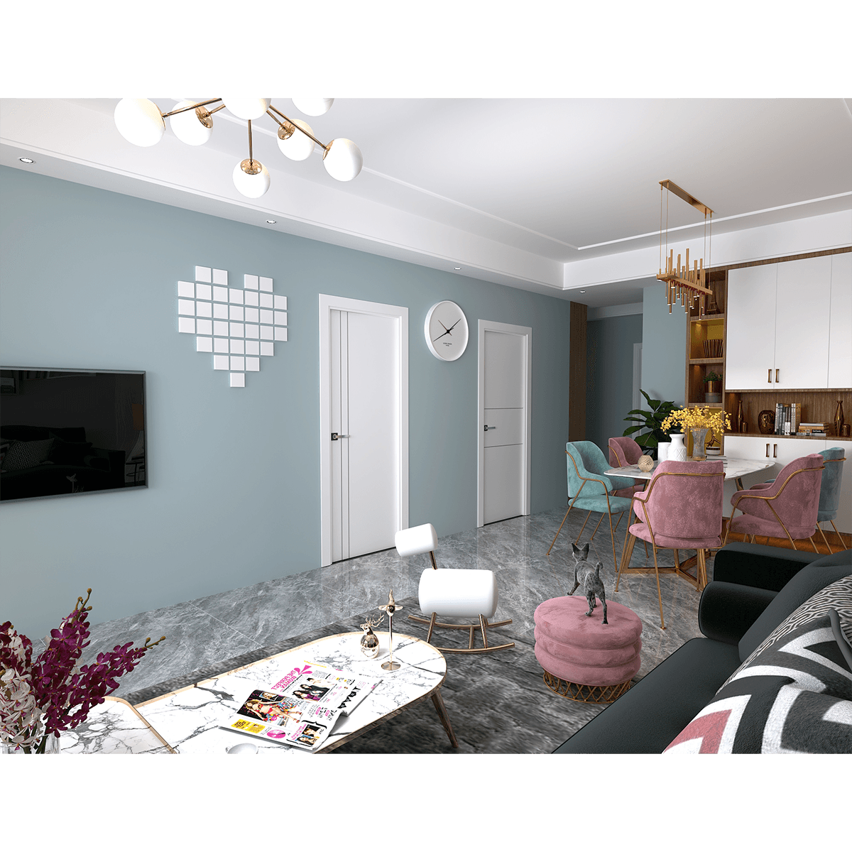 PALLADIO 2H BLACK BIANCO NOBLE POCKET DOORS BELLDINNI MODERN INTERIOR DOOR - 4