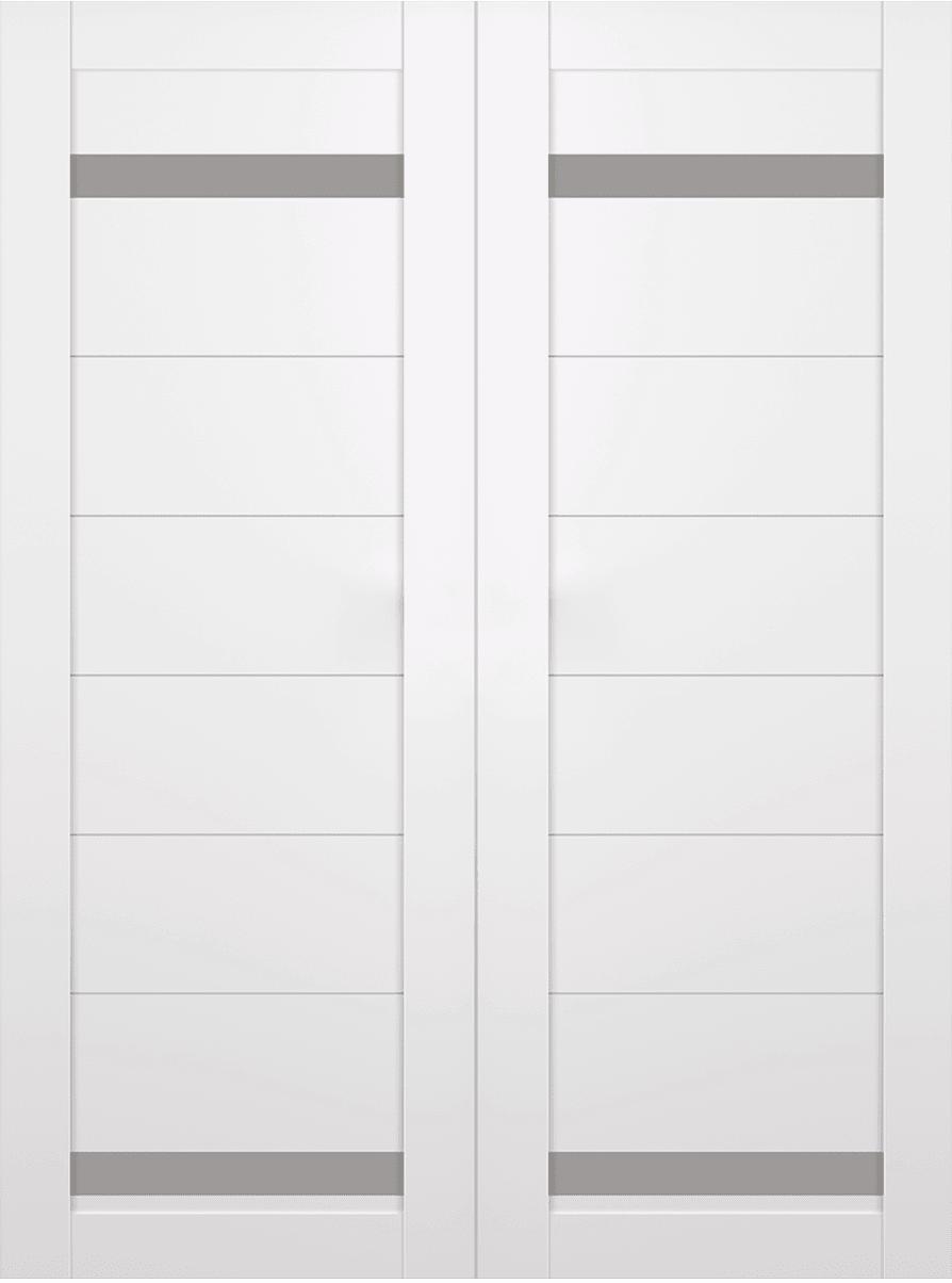 PERLA VETRO SNOW WHITE DOUBLE BI-FOLD BELLDINNI MODERN INTERIOR DOOR - 2