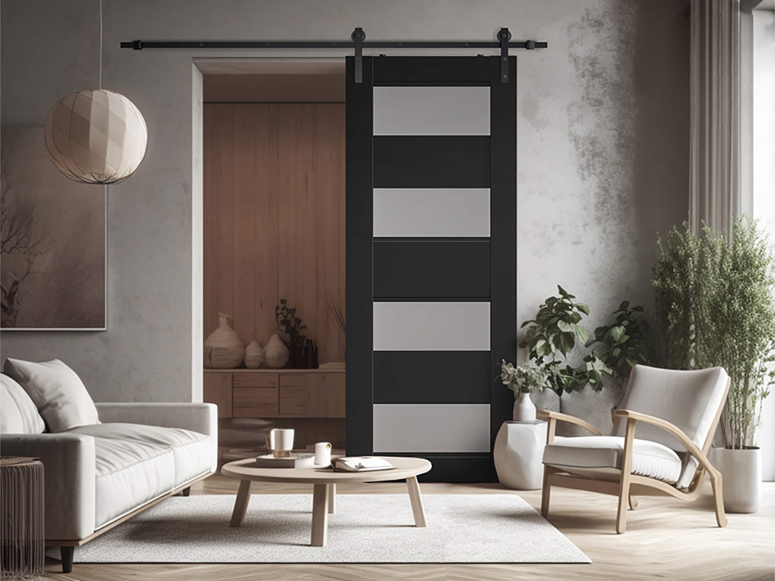 DELLA VETRO BLACK MATTE BARN BELLDINNI MODERN INTERIOR DOOR - 2