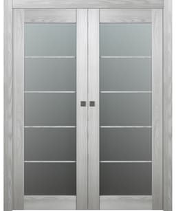 AVON 5 LITE VETRO RIBEIRA ASH DOUBLE POCKET BELLDINNI MODERN INTERIOR DOOR - 1