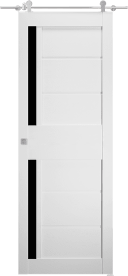 ESTA BLACK VETRO BIANCO NOBLE DOUBLE BARN BELLDINNI MODERN INTERIOR DOOR - 1