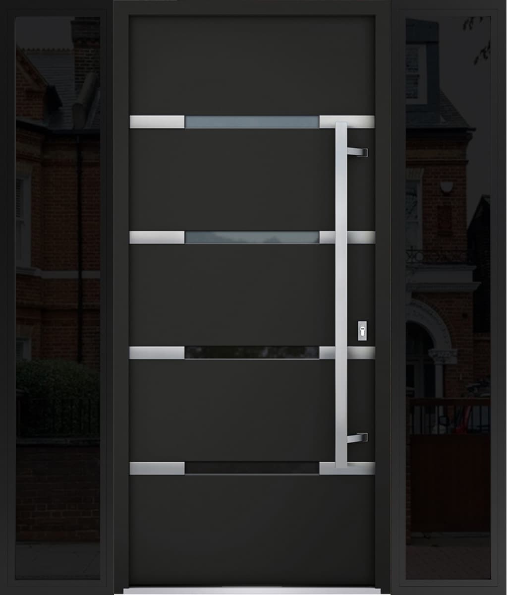 Single Modern Steel Exterior Door Deux 1105 Black 8ft - 3