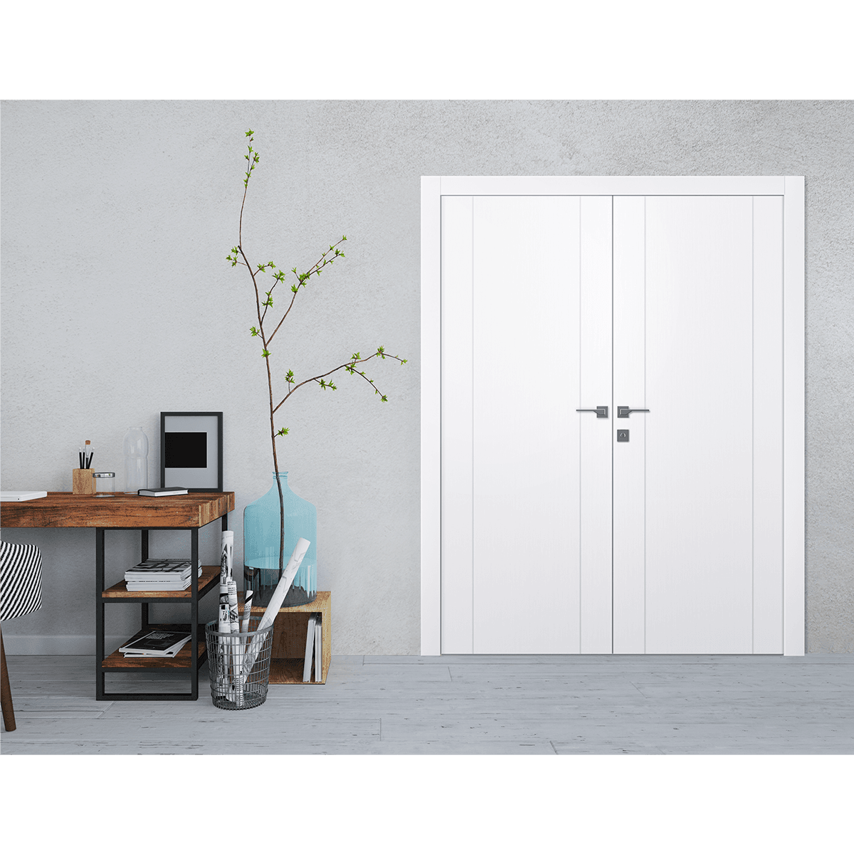 PALLADIO 2U BIANCO NOBLE DOUBLE BELLDINNI MODERN INTERIOR DOOR - 2