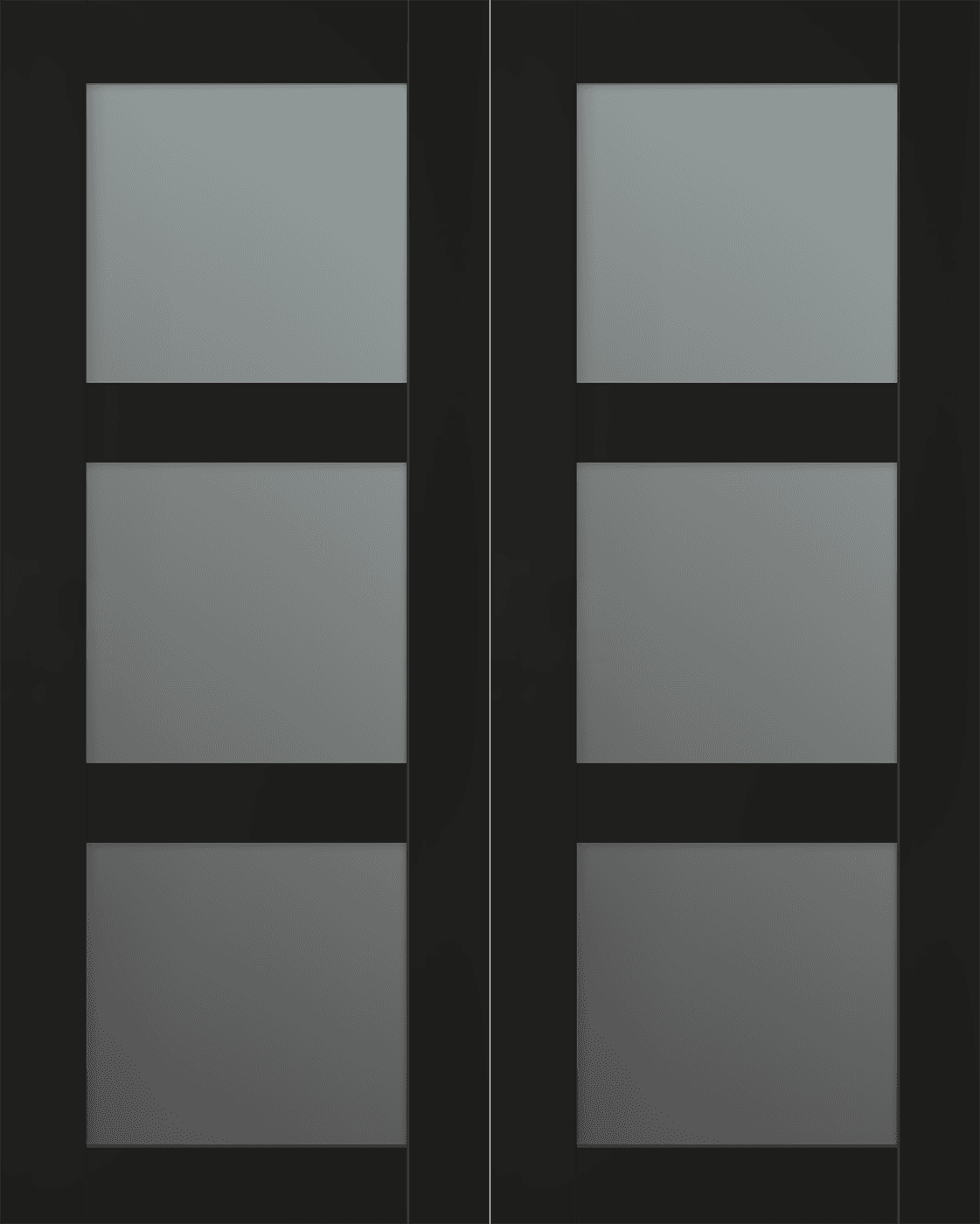 AVON 3 LITE VETRO BLACK MATTE DOUBLE INVISIBLE METAL FRAME BELLDINNI MODERN INTERIOR DOOR - 2