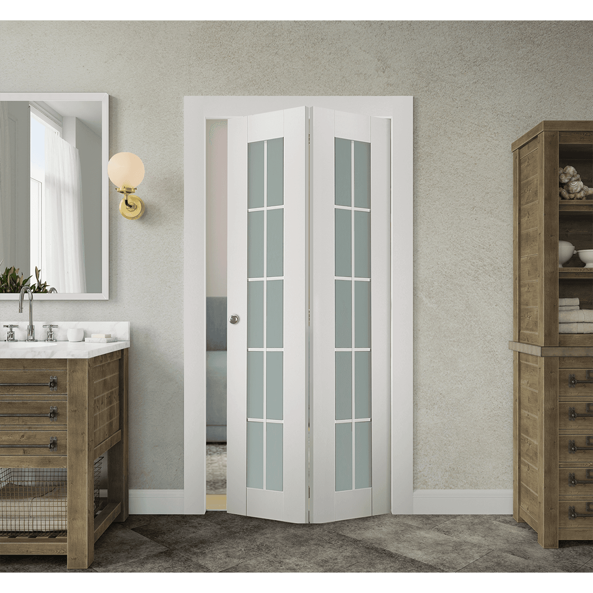 SMART PRO 10 LITE VETRO POLAR WHITE BI-FOLD BELLDINNI MODERN INTERIOR DOOR - 2