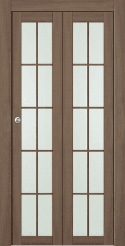 AVON 10 LITE VETRO PECAN NUTWOOD DOUBLE BI-FOLD BELLDINNI MODERN INTERIOR DOOR - 1