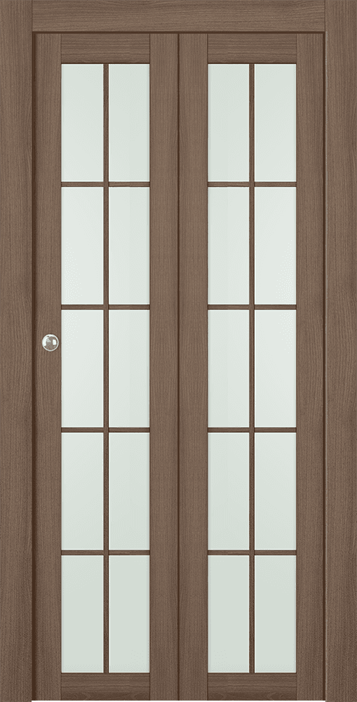 AVON 10 LITE VETRO PECAN NUTWOOD DOUBLE BI-FOLD BELLDINNI MODERN INTERIOR DOOR - 1