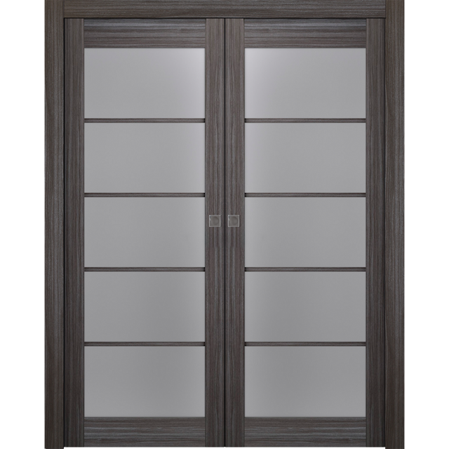 PALLADIO 5 LITE VETRO GRAY OAK DOUBLE POCKET BELLDINNI MODERN INTERIOR DOOR