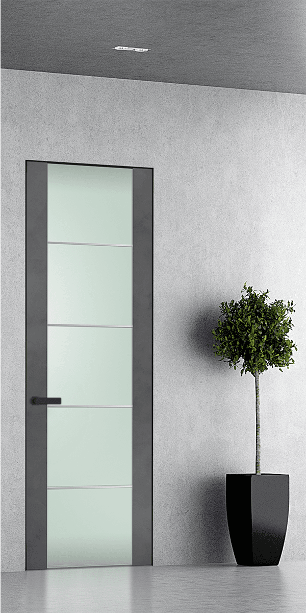 AVON 202 4H VETRO DARK URBAN DOUBLE INVISIBLE METAL FRAME BELLDINNI MODERN INTERIOR DOOR - 1