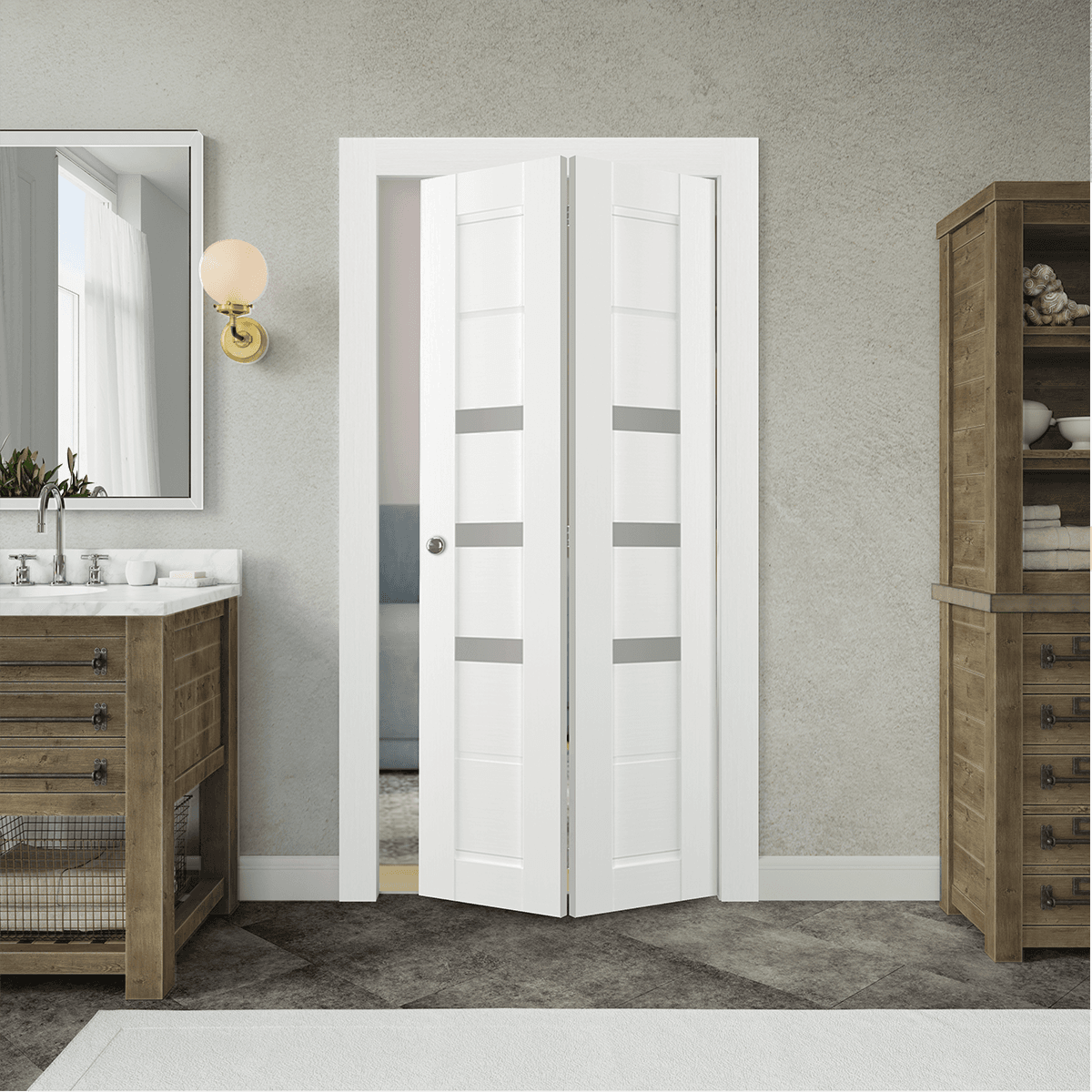 RITA VETRO BIANCO NOBLE BI-FOLD BELLDINNI MODERN INTERIOR DOOR - 2