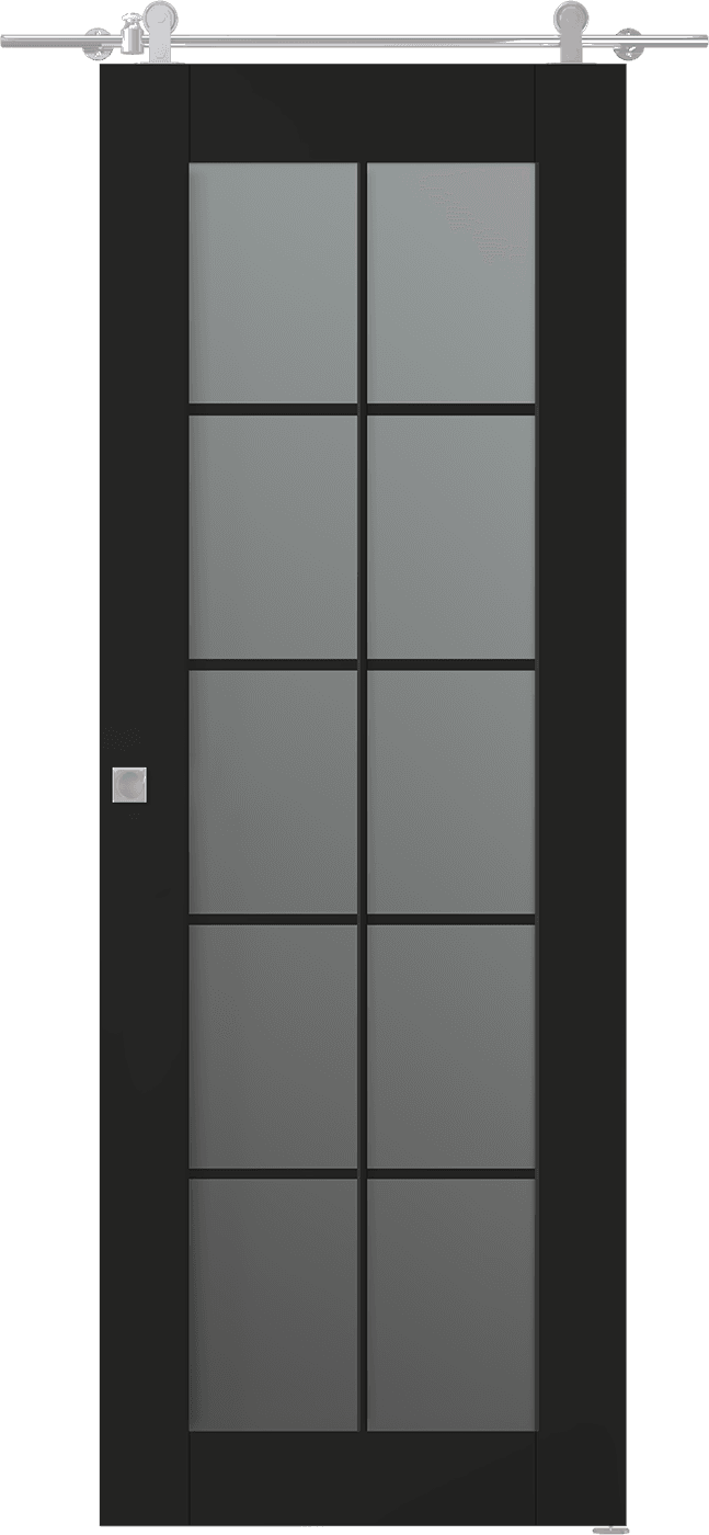 AVON 10 LITE VETRO BLACK MATTE BARN BELLDINNI MODERN INTERIOR DOOR - 1