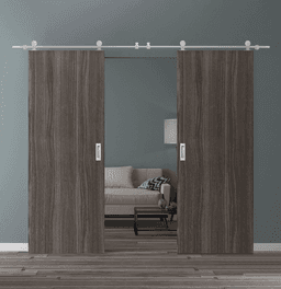 PALLADIO GRAY OAK DOUBLE BARN DOORS BELLDINNI MODERN INTERIOR DOOR - 1