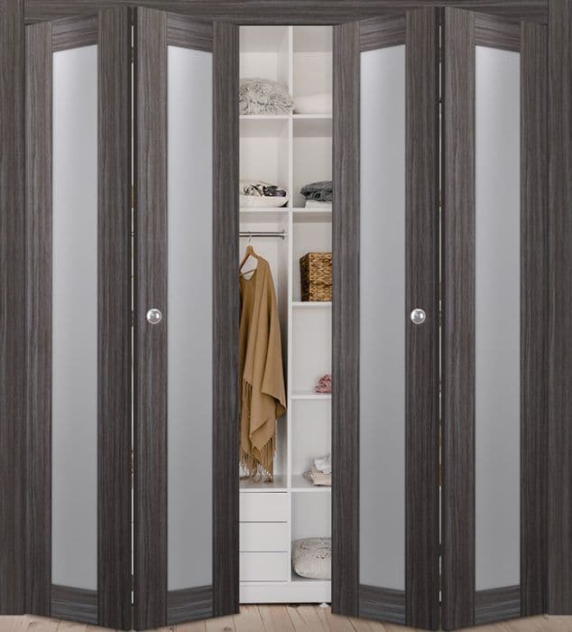 PALLADIO 207 VETRO GRAY OAK DOUBLE BI-FOLD BELLDINNI MODERN INTERIOR DOOR - 1