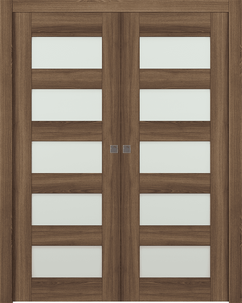 AVON 07-07 VETRO PECAN NUTWOOD DOUBLE POCKET DOORS BELLDINNI MODERN INTERIOR DOOR - 1