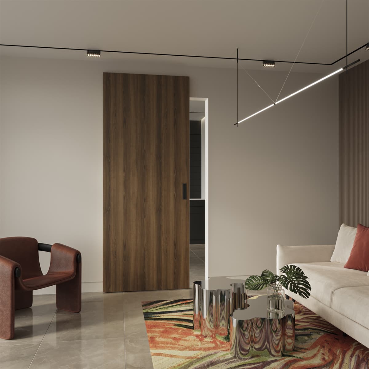 OPTIMA PECAN NUTWOOD DOUBLE MAGIC DOORS BELLDINNI MODERN INTERIOR DOOR - 2