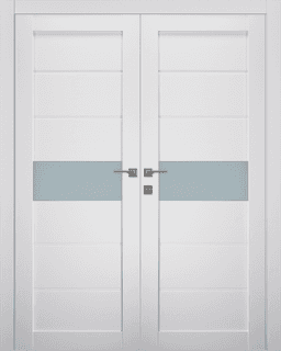EDNA VETRO BIANCO NOBLE DOUBLE BELLDINNI MODERN INTERIOR DOOR - 1