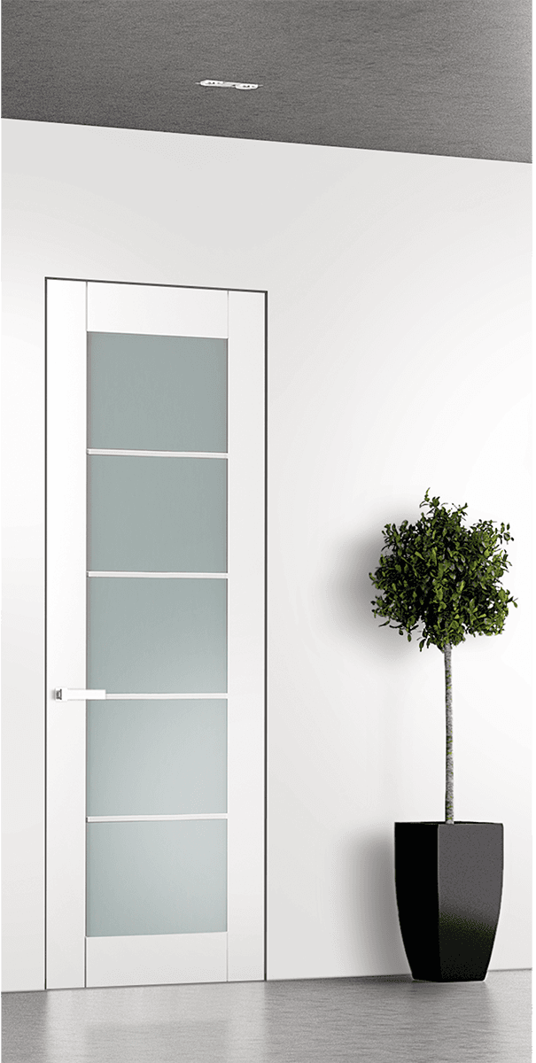 SMART PRO 5 LITE VETRO POLAR WHITE DOUBLE INVISIBLE METAL FRAME BELLDINNI MODERN INTERIOR DOOR - 1