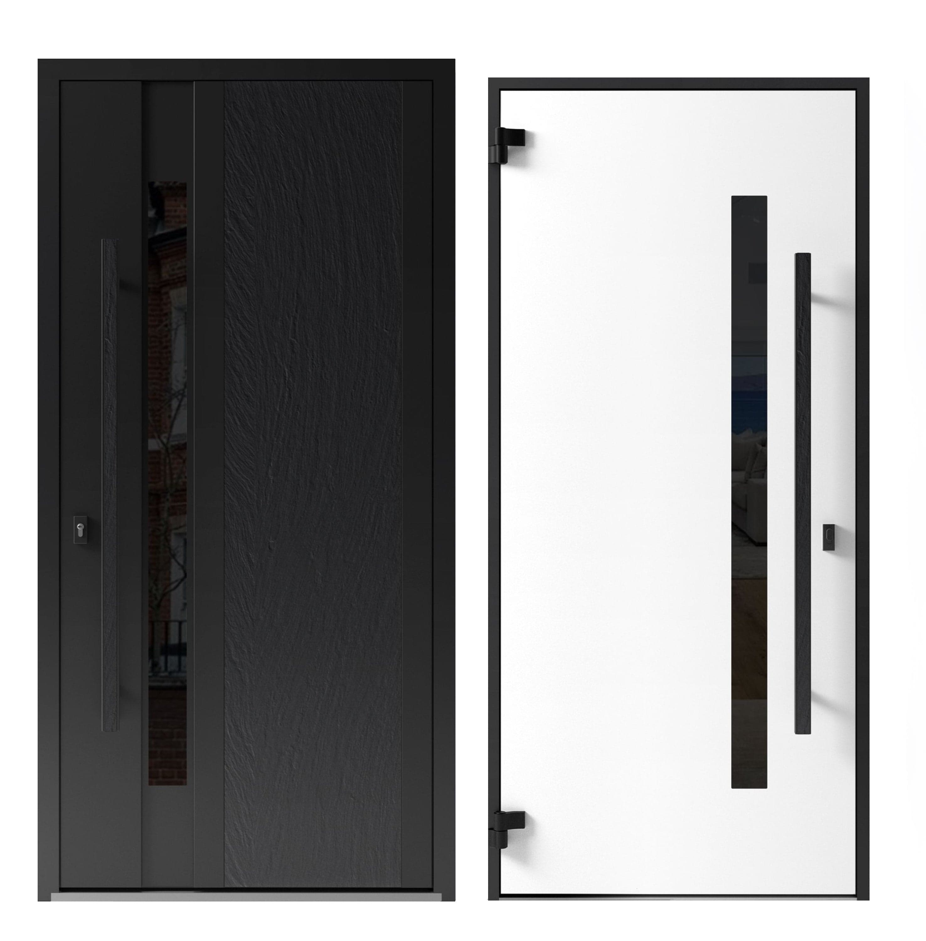 Single metal-aluminum modern exterior door Dekton 0163 8ft - 10