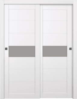 EDNA VETRO SNOW WHITE BYPASS BELLDINNI MODERN INTERIOR DOOR - 1