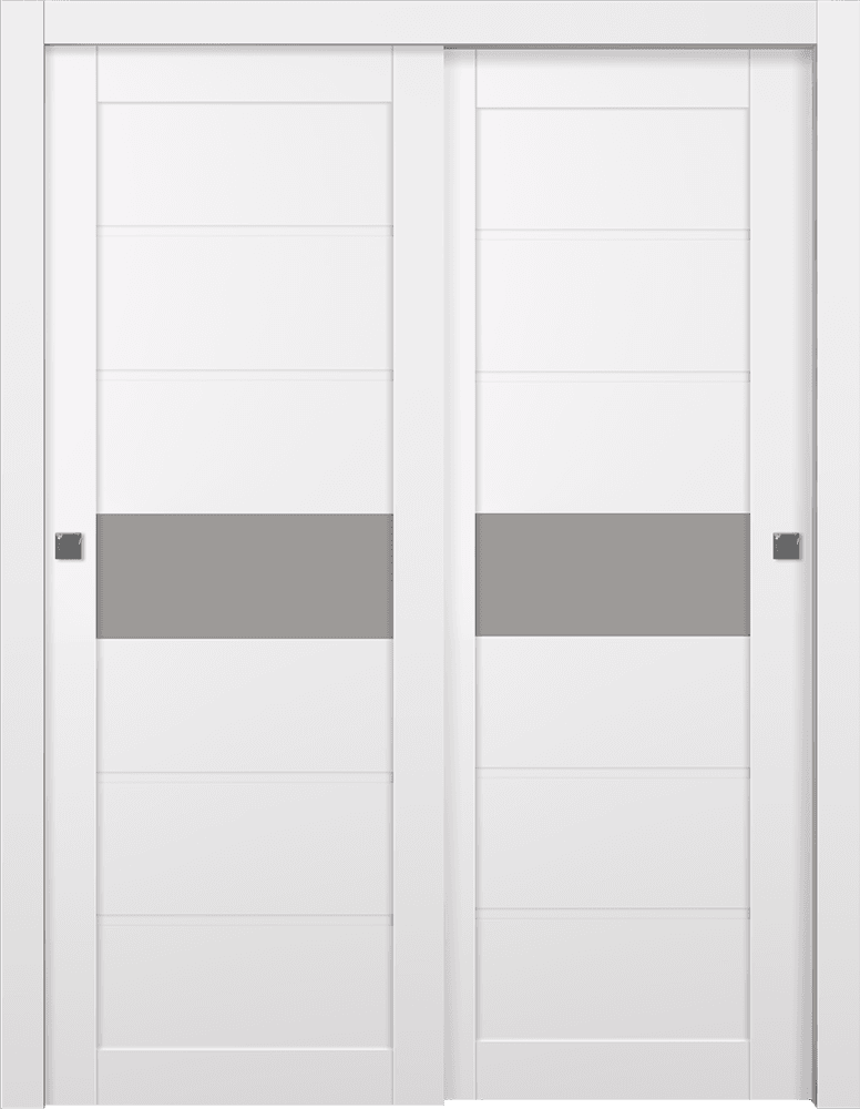 EDNA VETRO SNOW WHITE BYPASS BELLDINNI MODERN INTERIOR DOOR - 1