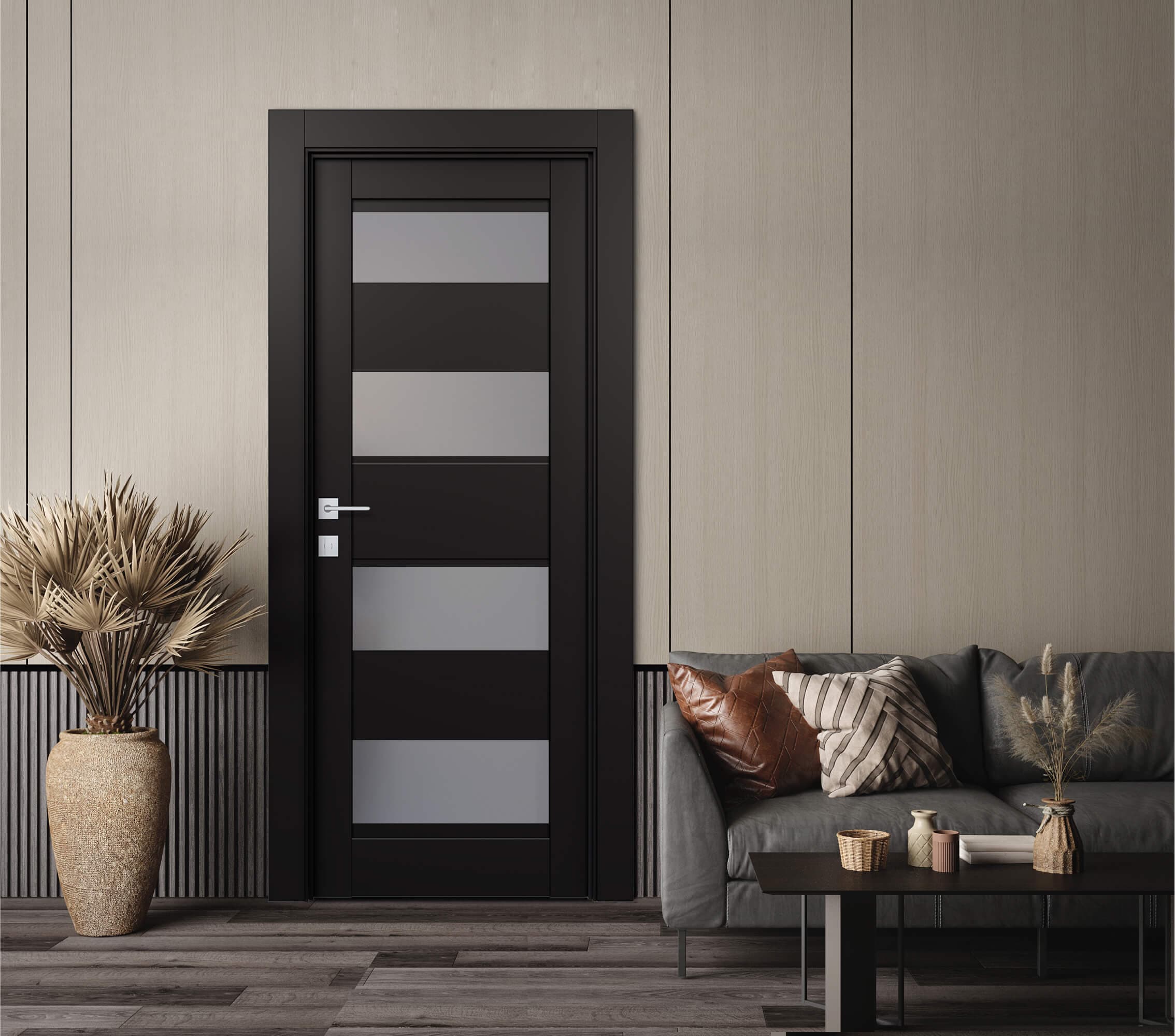 DELLA VETRO BLACK MATTE SWING BELLDINNI MODERN INTERIOR DOOR - 2