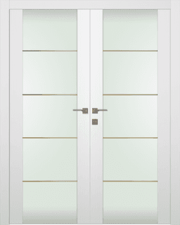 PALLADIO 202 4H GOLD STRIPS VETRO BIANCO NOBLE DOUBLE DOORS BELLDINNI MODERN INTERIOR DOOR - 1