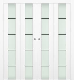 SMART PRO H3G 4H BLACK STRIPS VETRO POLAR WHITE DOUBLE BI-FOLD DOORS BELLDINNI MODERN INTERIOR DOOR - 1