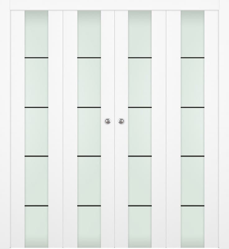SMART PRO H3G 4H BLACK STRIPS VETRO POLAR WHITE DOUBLE BI-FOLD DOORS BELLDINNI MODERN INTERIOR DOOR - 1