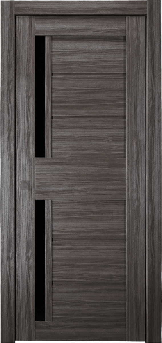 Esta Black Vetro Gray Oak Pocket Belldinni Modern Interior Door