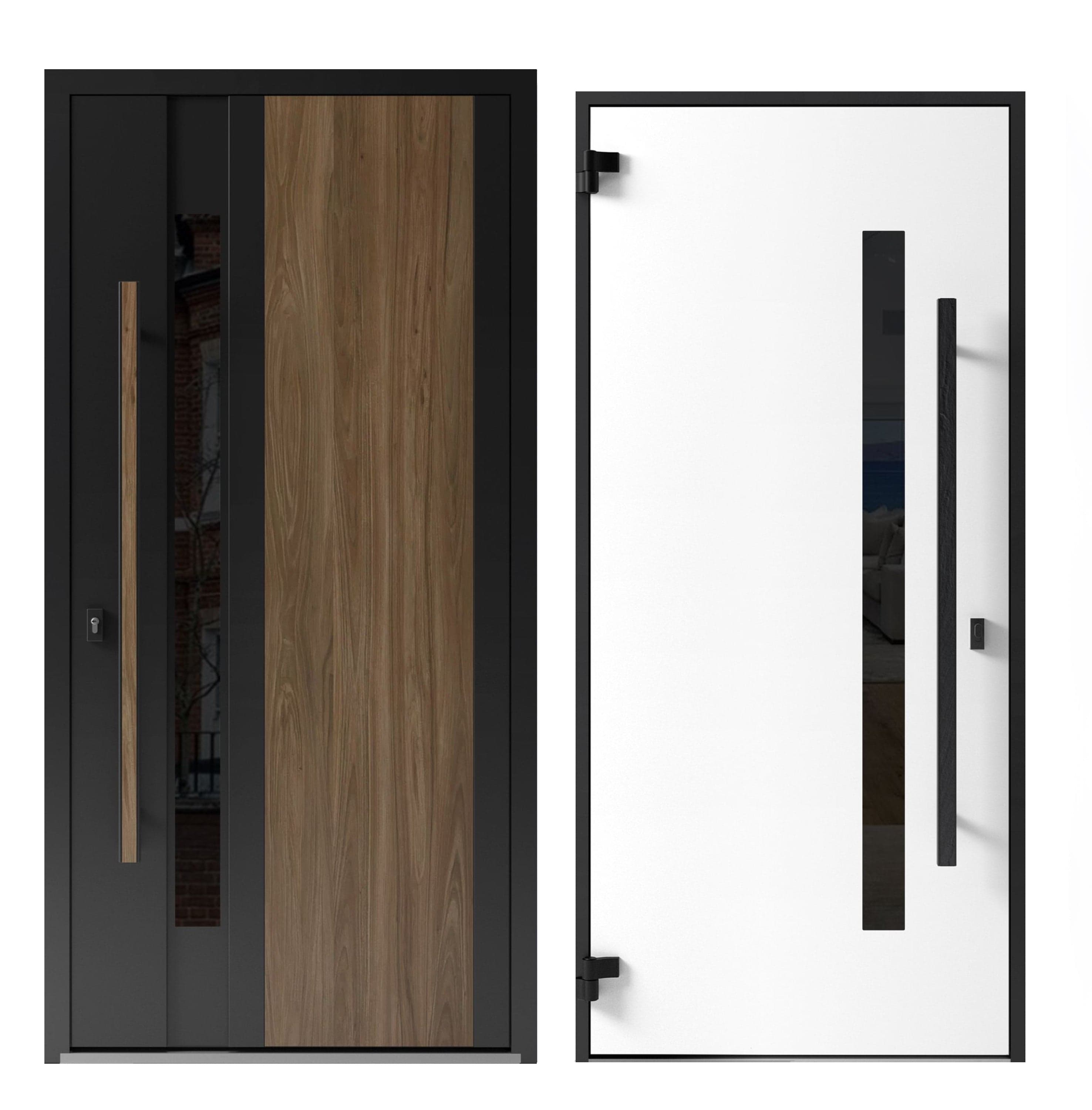 Single metal-aluminum modern exterior door Dekton 0163 8ft - 11