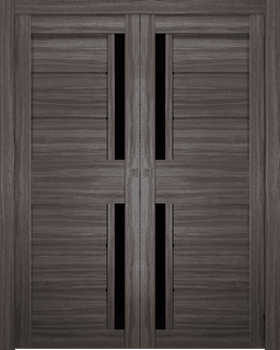 ESTA BLACK VETRO GRAY OAK DOUBLE POCKET BELLDINNI MODERN INTERIOR DOOR - 1