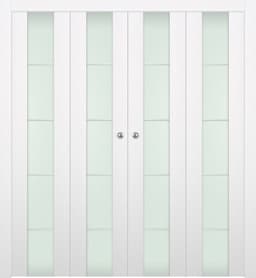 PALLADIO 202 4H GOLD STRIPS VETRO BIANCO NOBLE DOUBLE BI-FOLD DOORS BELLDINNI MODERN INTERIOR DOOR - 2